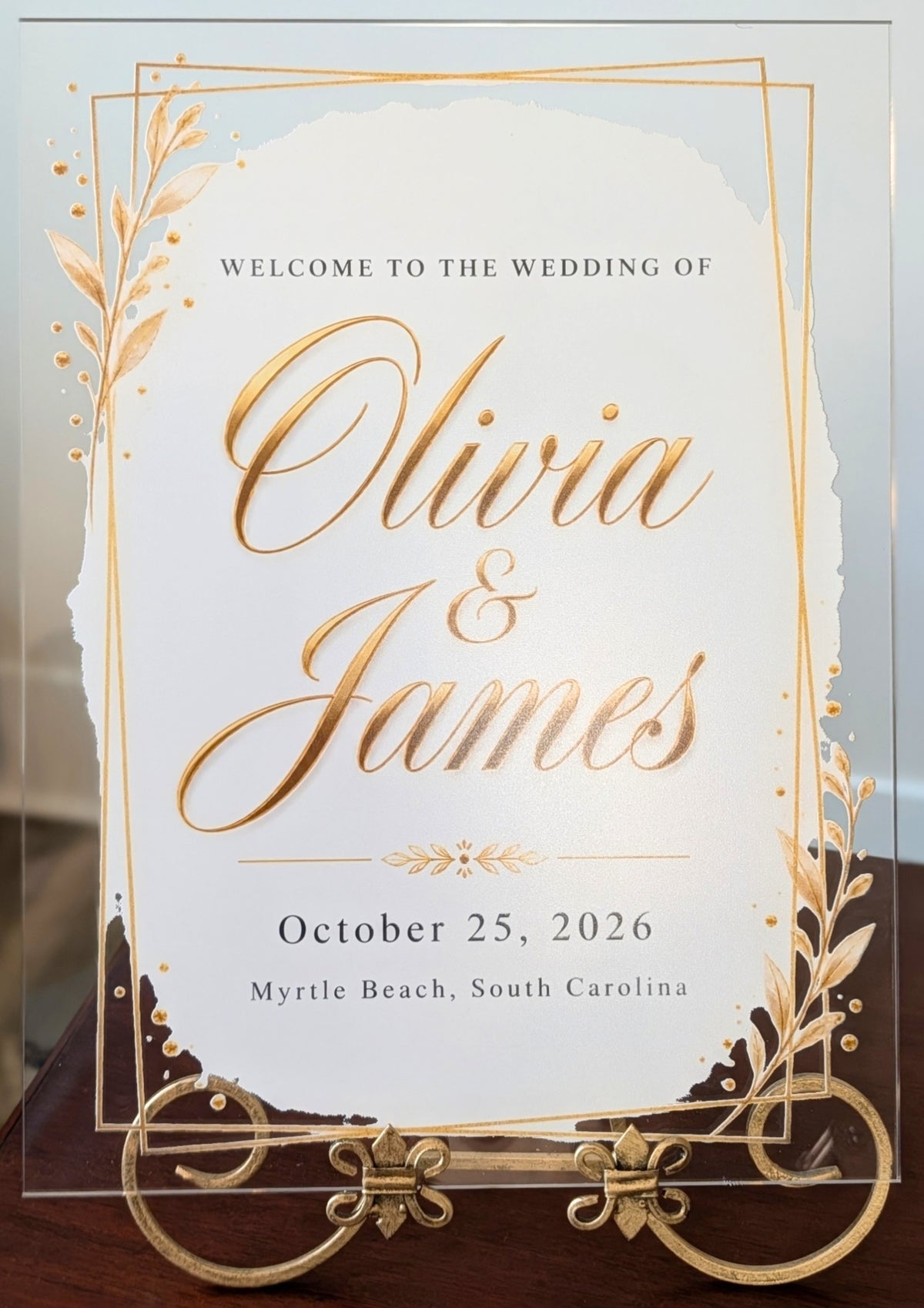 Personalized Acrylic Wedding Welcome Sign – 12" × 16"