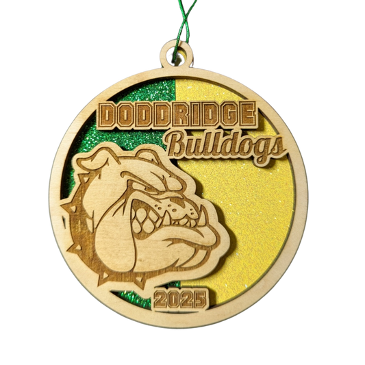 Doddridge Bulldog Ornament – Personalized School Spirit Keepsake