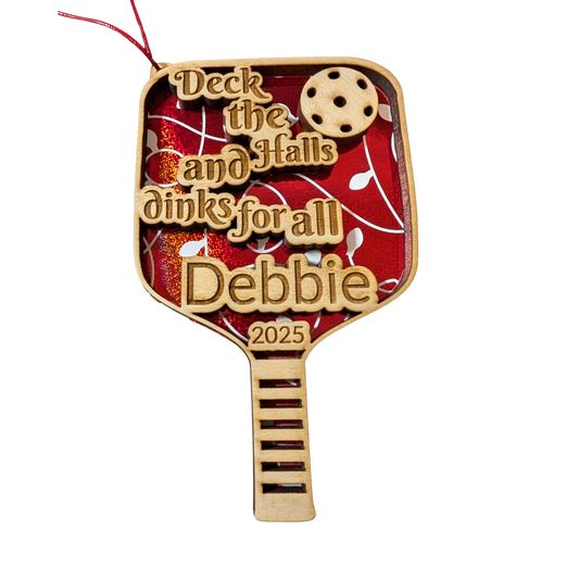 Pickleball Christmas Ornament – Personalized Engraved Gift for Pickleball Lovers