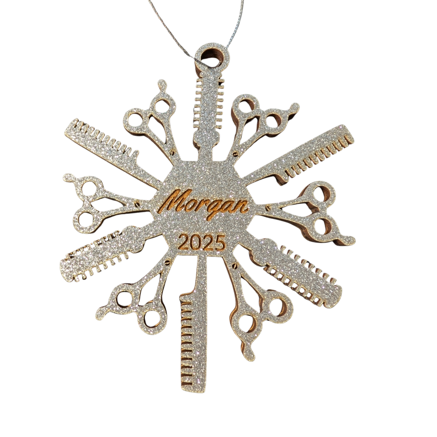 ✨ Personalized Salon Ornament – Glitter Hair Stylist Christmas Ornament (2025)