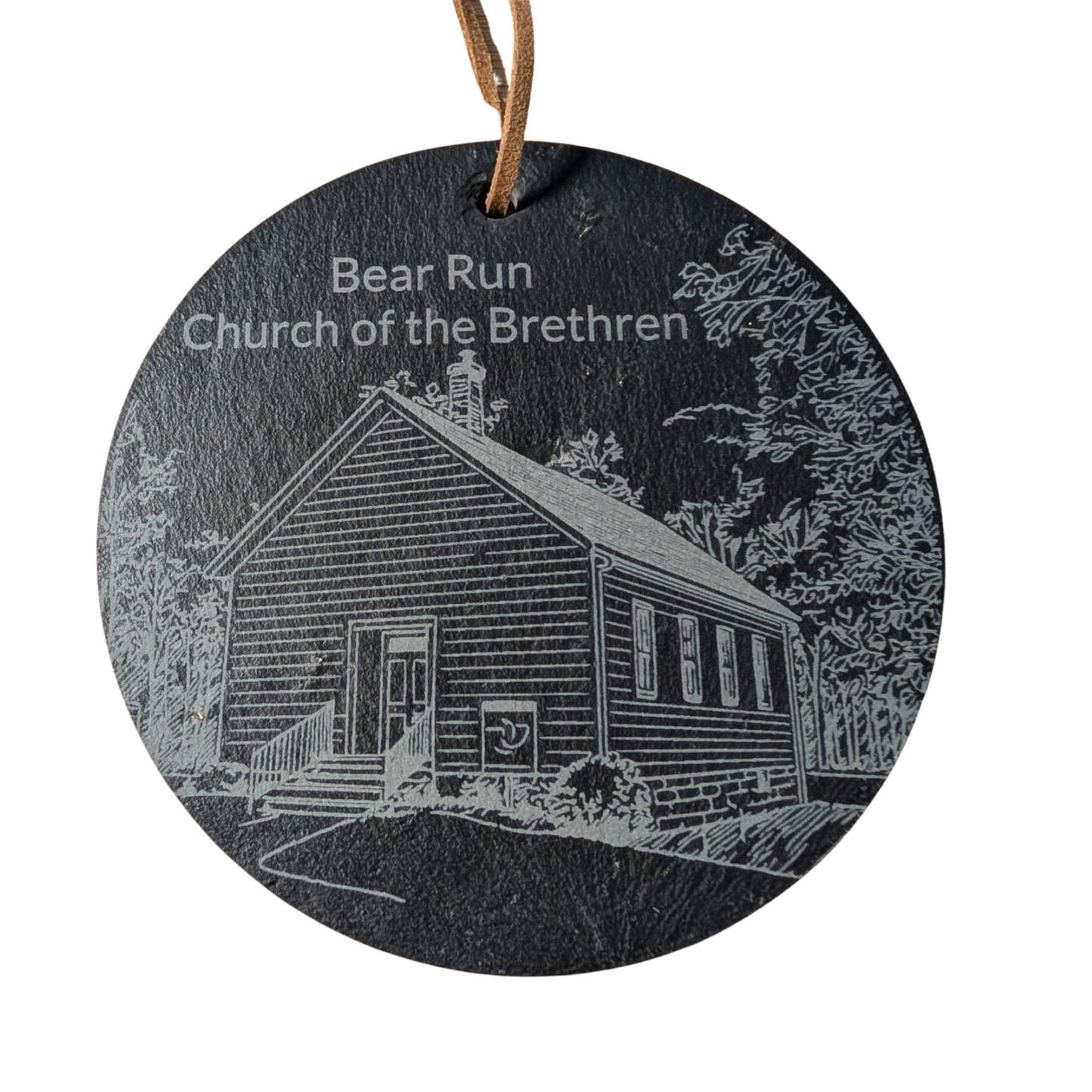 4" Round Slate Ornament – Personalized Double-Sided Engraved Christmas Keepsake