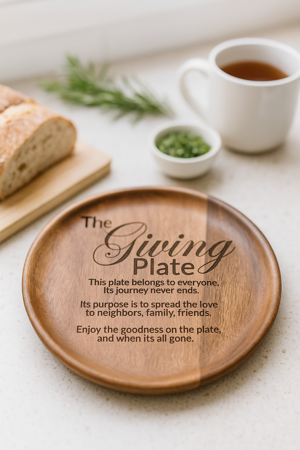 The Giving Plate – Engraved Acacia Plate