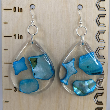 Blue Sea Shell Resin Art Earrings