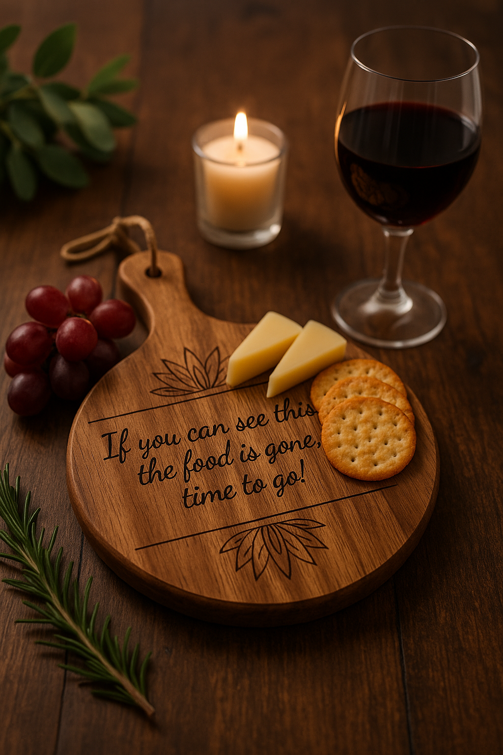 If You Can See This, the Food Is Gone – Acacia Round Cutting Board