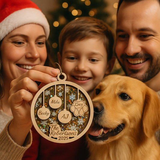 Family & Fur Personalized Ornament – Custom Names for Humans & Pets | 2025 Keepsake