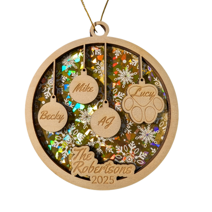 Family & Fur Personalized Ornament – Custom Names for Humans & Pets | 2025 Keepsake