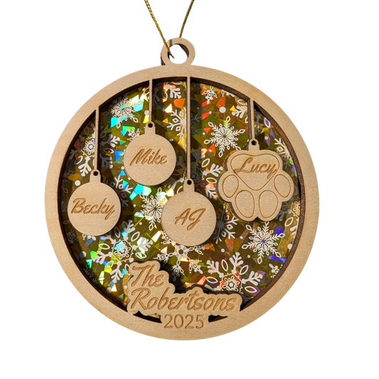 Family & Fur Personalized Ornament – Custom Names for Humans & Pets | 2025 Keepsake
