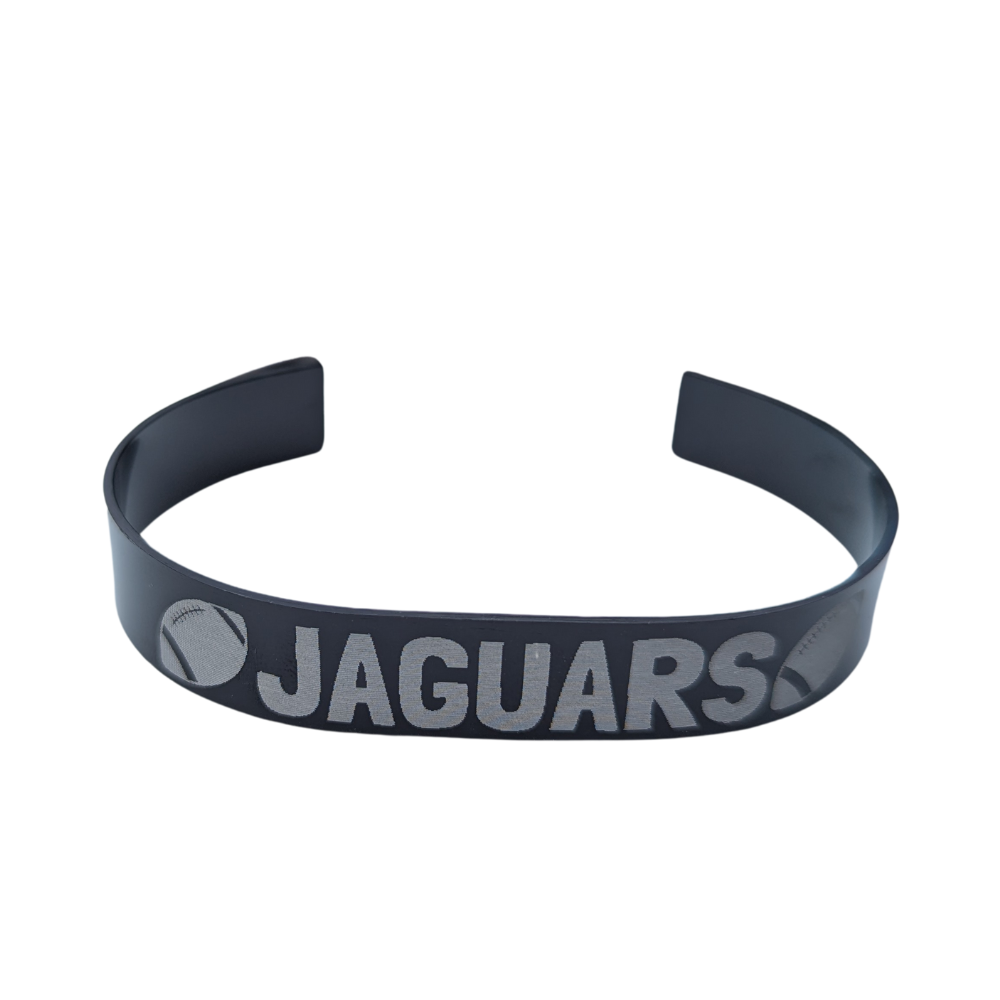 Jaguars Anodized Aluminum Engraved Bracelet Black