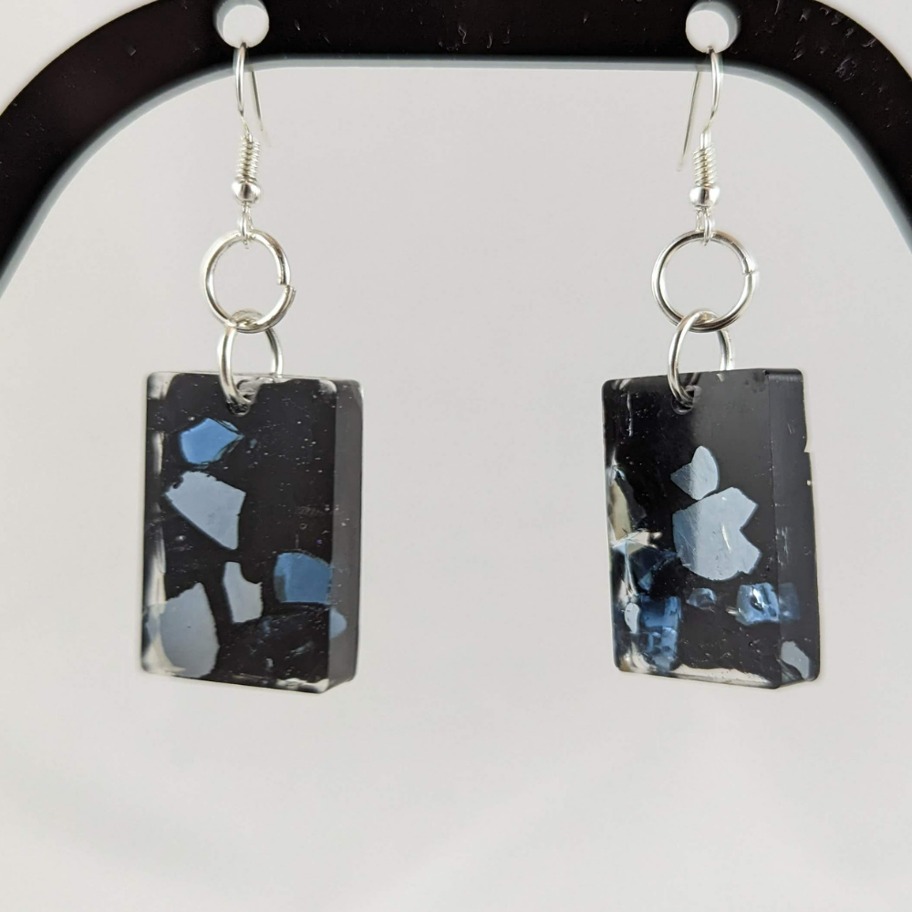 Aretes de arte de resina cuadrados "Mirror Like"