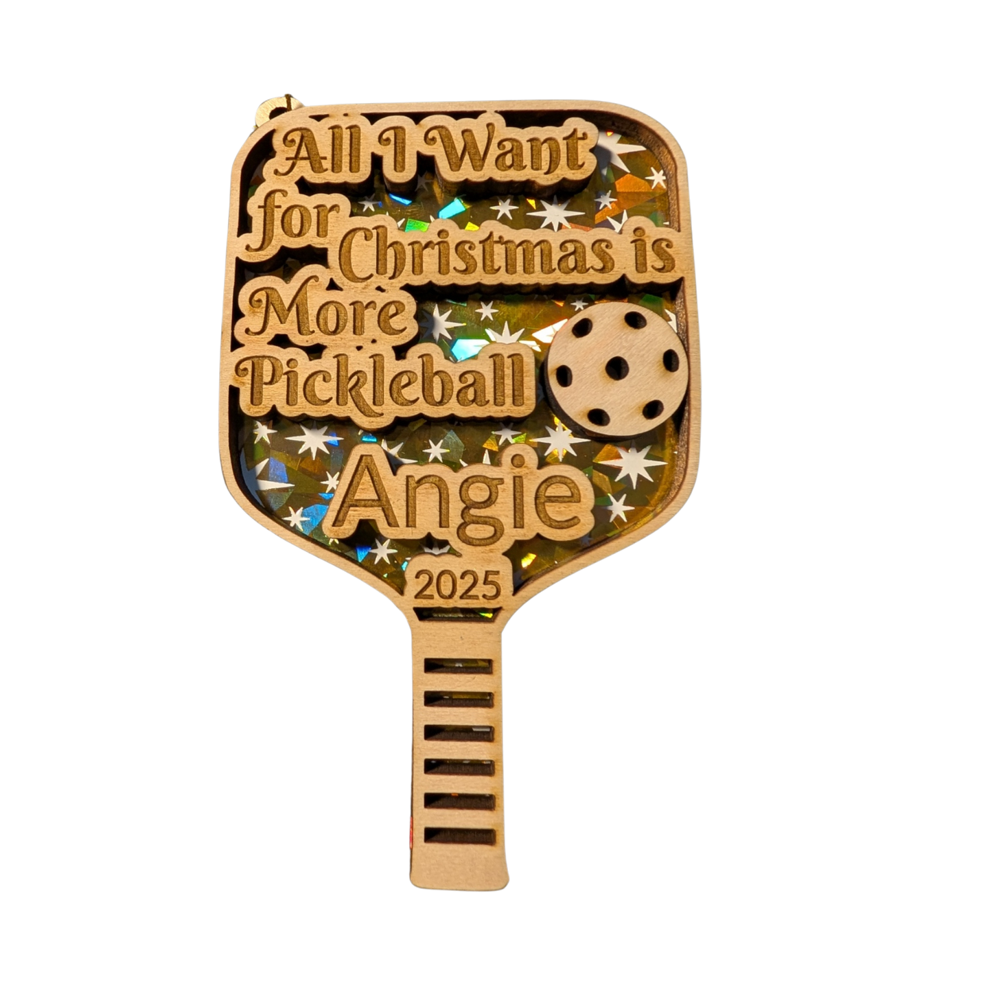 Pickleball Christmas Ornament – Personalized Engraved Gift for Pickleball Lovers