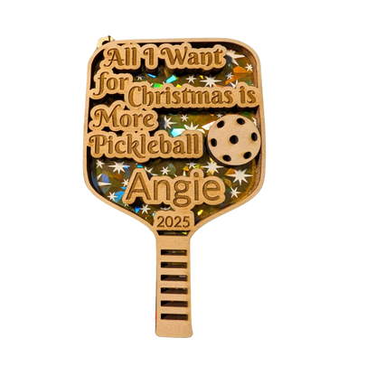 Pickleball Christmas Ornament – Personalized Engraved Gift for Pickleball Lovers
