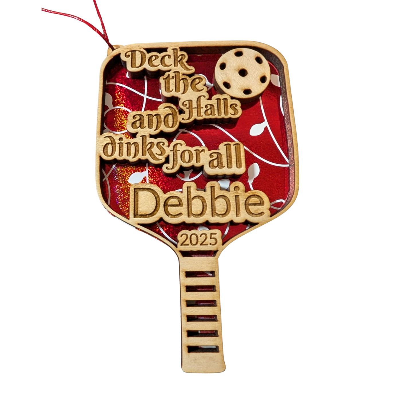 Pickleball Christmas Ornament – Personalized Engraved Gift for Pickleball Lovers