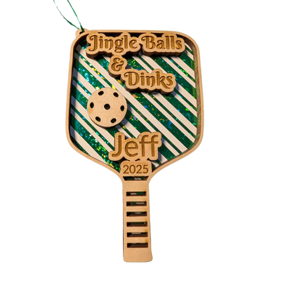 Pickleball Christmas Ornament – Personalized Engraved Gift for Pickleball Lovers