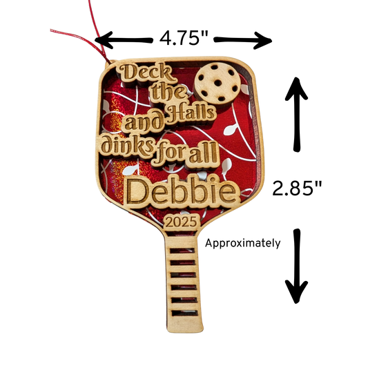 Pickleball Christmas Ornament – Personalized Engraved Gift for Pickleball Lovers