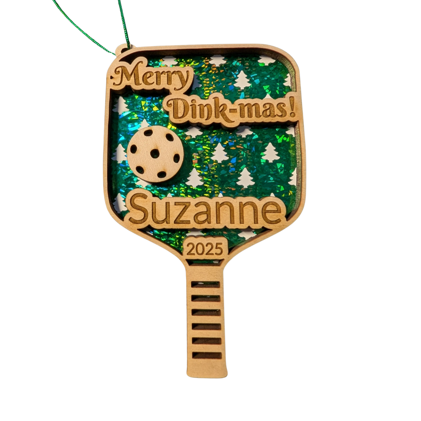 Pickleball Christmas Ornament – Personalized Engraved Gift for Pickleball Lovers