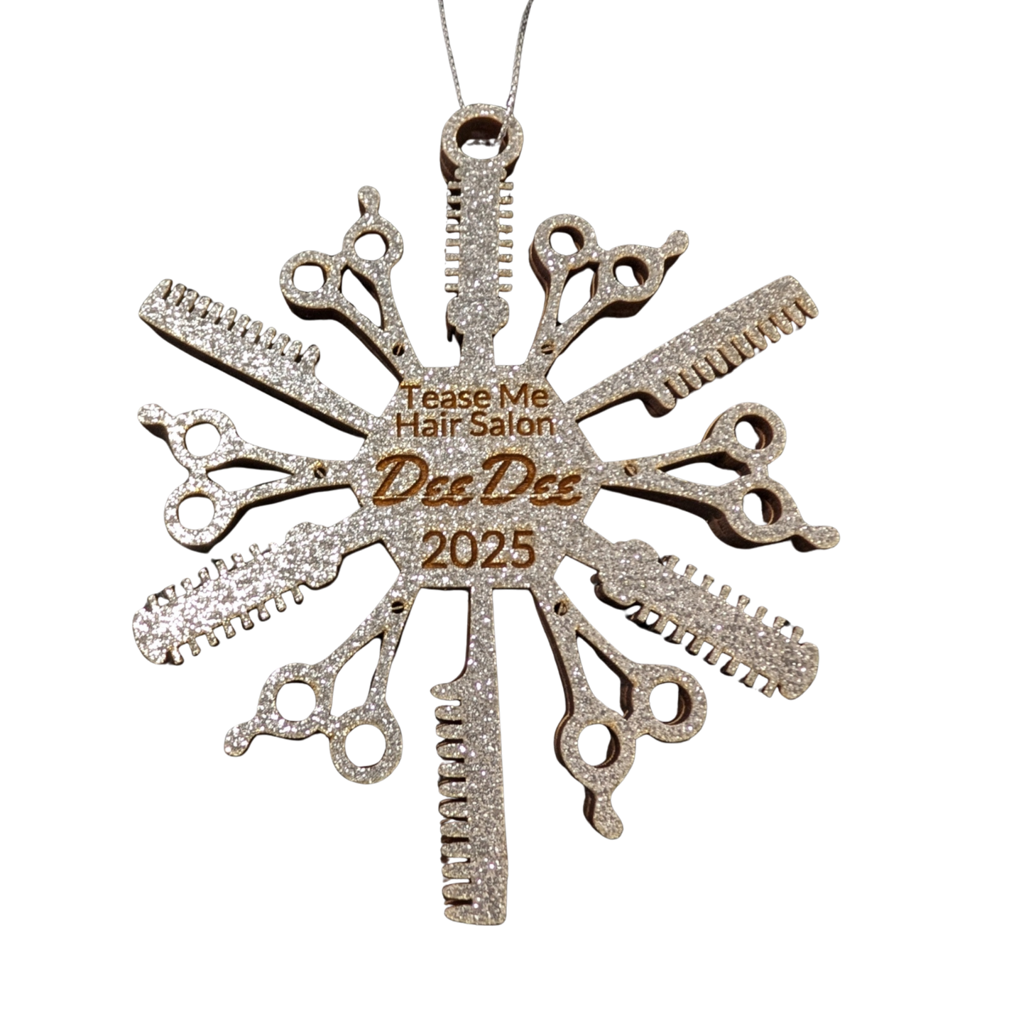 ✨ Personalized Salon Ornament – Glitter Hair Stylist Christmas Ornament (2025)