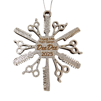 ✨ Personalized Salon Ornament – Glitter Hair Stylist Christmas Ornament (2025)