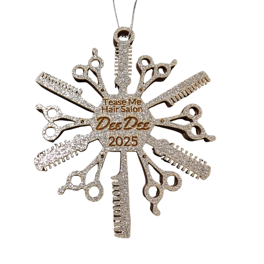 ✨ Personalized Salon Ornament – Glitter Hair Stylist Christmas Ornament (2025)
