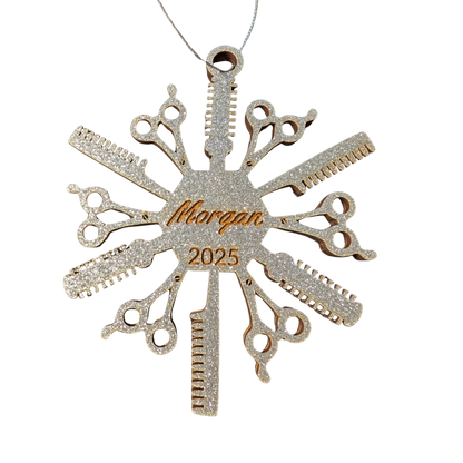 ✨ Personalized Salon Ornament – Glitter Hair Stylist Christmas Ornament (2025)