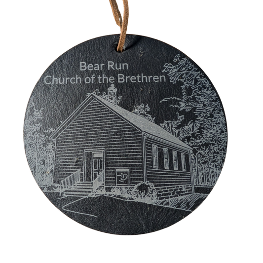 4" Round Slate Ornament – Personalized Double-Sided Engraved Christmas Keepsake