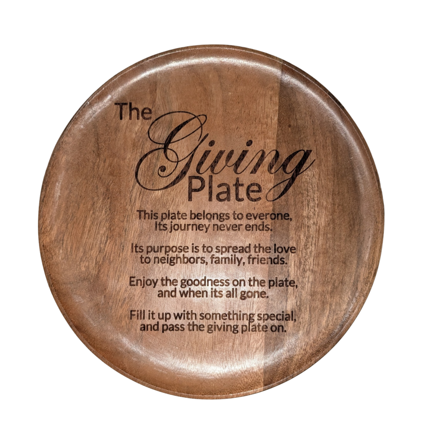 The Giving Plate – Engraved Acacia Plate