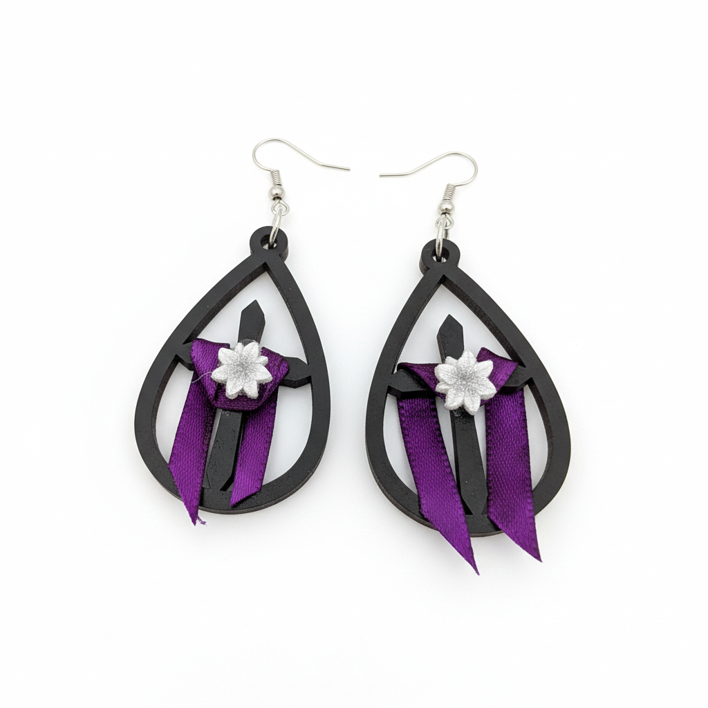 Easter Cross Earrings White Background