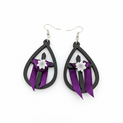 Easter Cross Earrings White Background