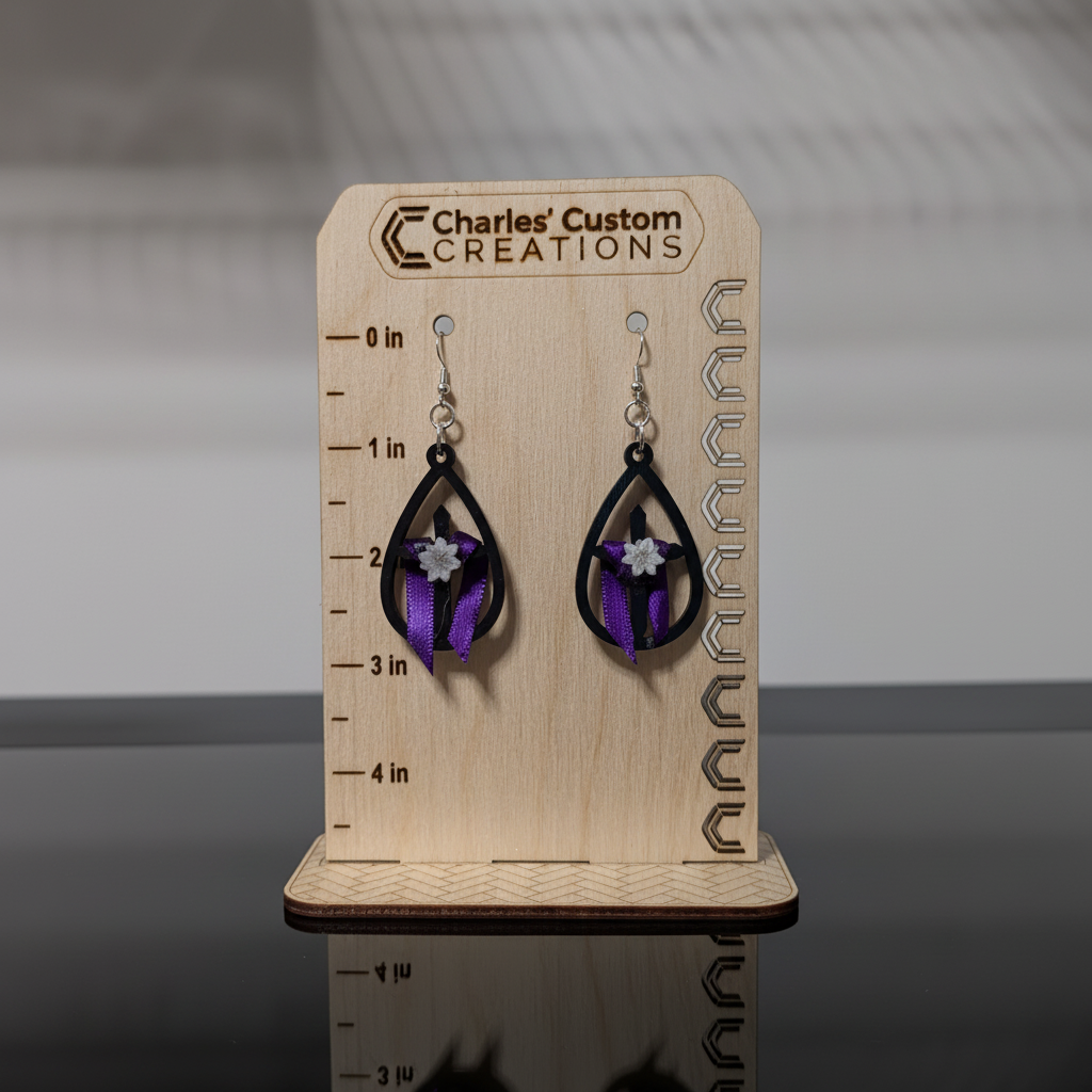 Easter Cross Earrings with Measurement Card