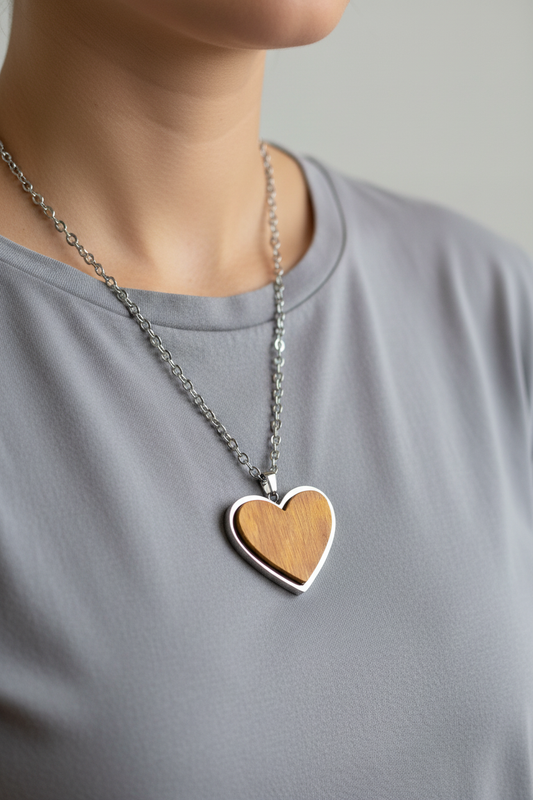 Heart necklace lifestyle photo