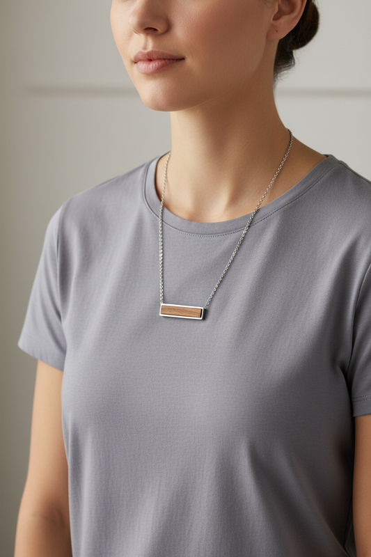 Horizontal bar necklace lifestyle photo