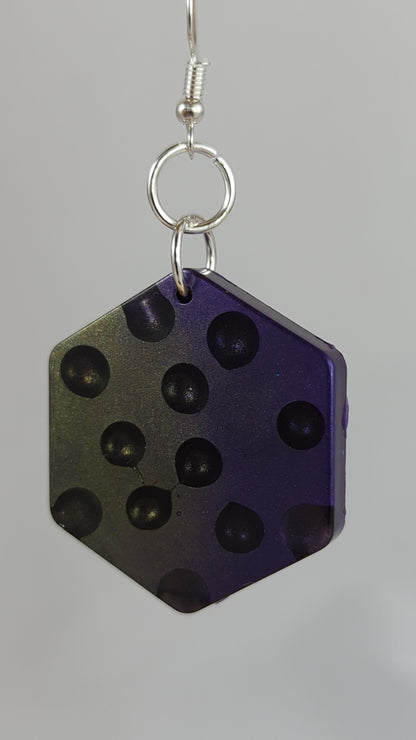 Pendientes de arte de resina "efecto gota de agua" morado/verde